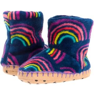 🌈 LIKE NEW 🌈 Hatley Rainbow Fleece Slippers Toddler Girls S 5-7